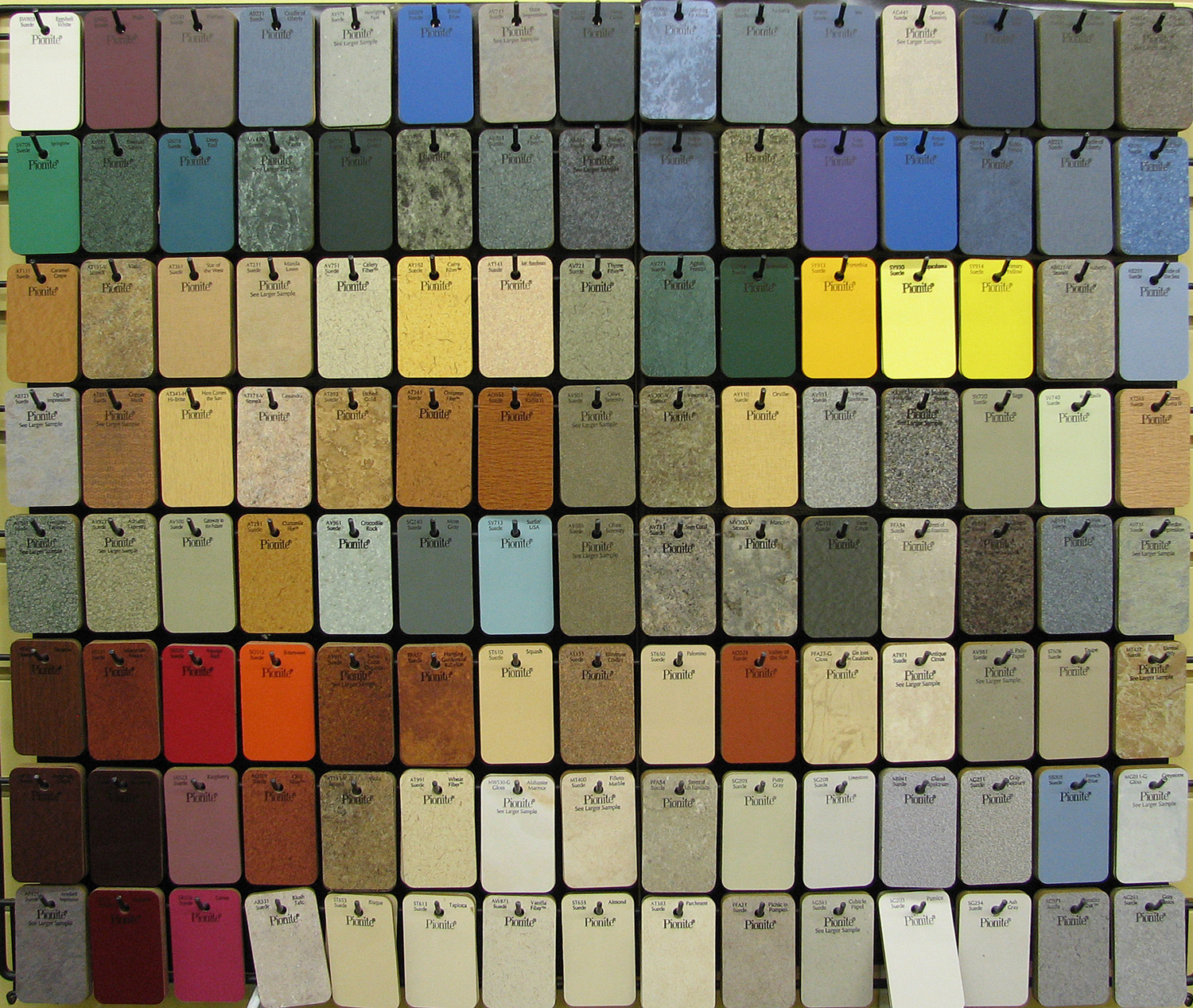 Pionite Laminate Color Chart